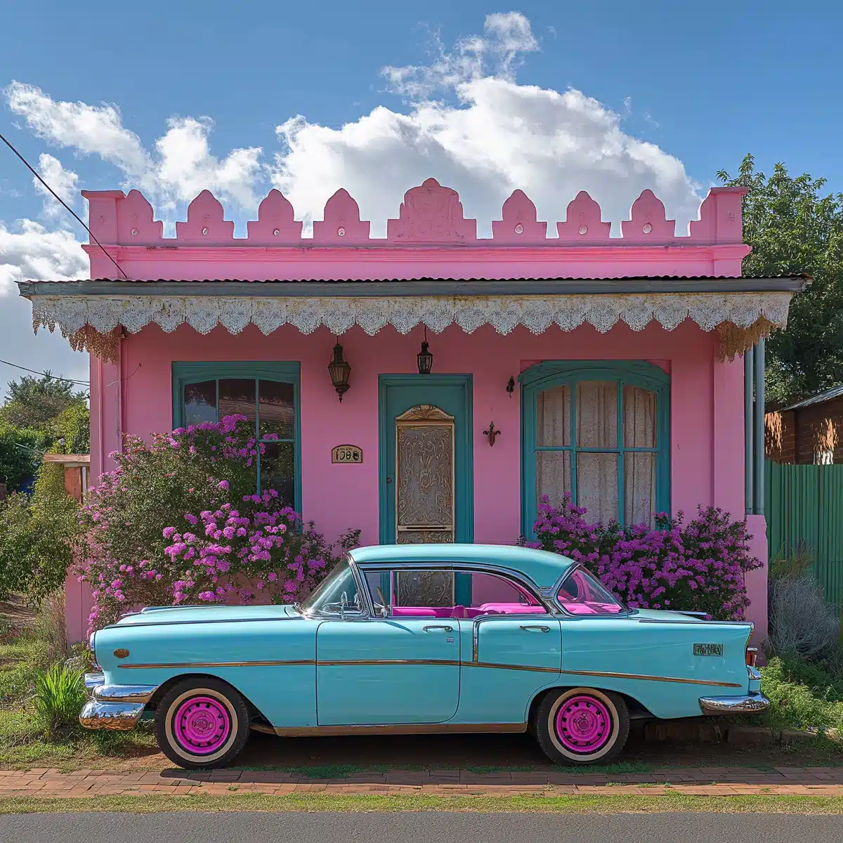 Colorful Suburban Home Photography Midjourney提示词