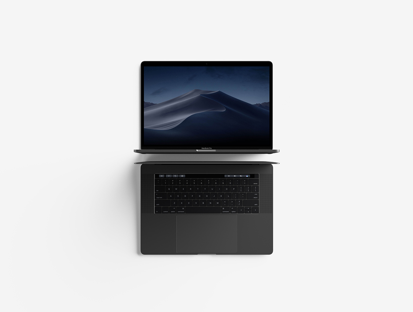 Photoshop顶视图MacBook Pro样机，现代MacBook Pro