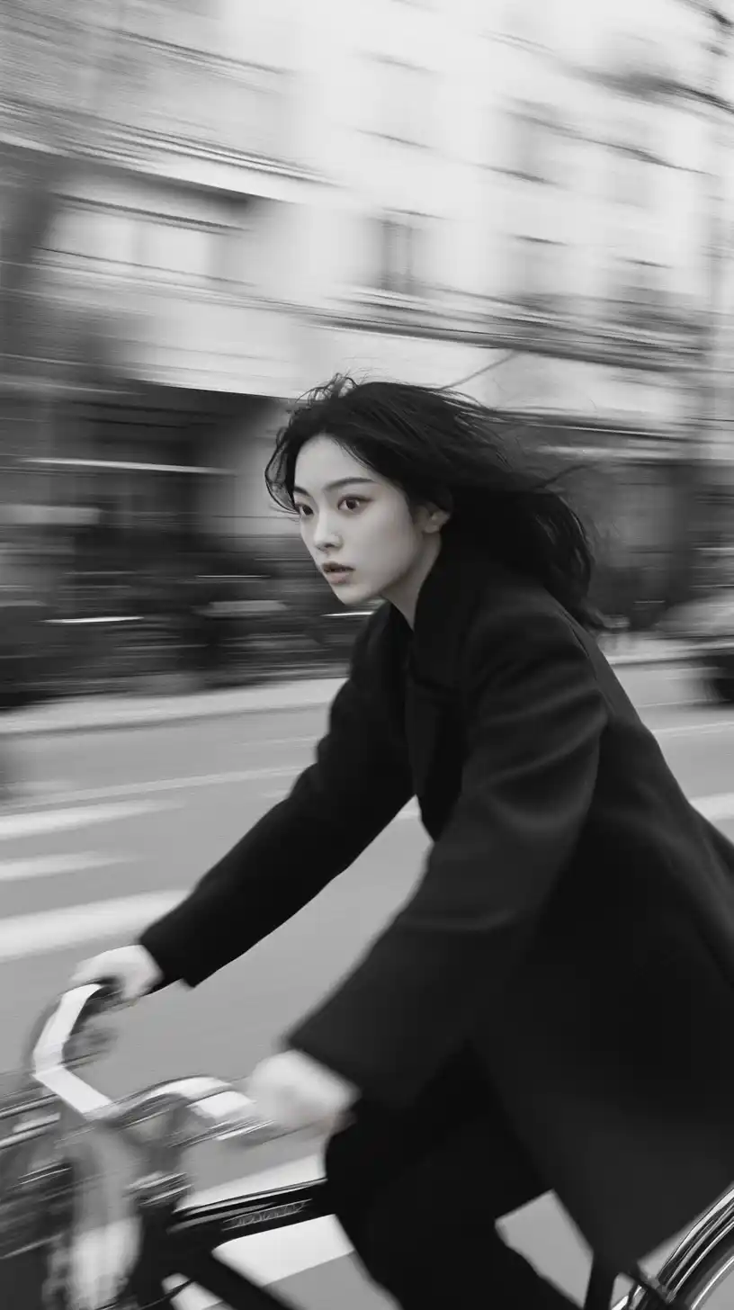 Beijing Student Biking Night Midjourney提示词