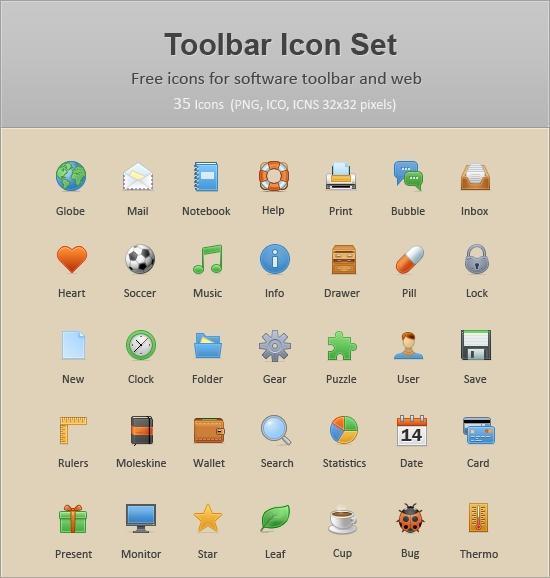 工具栏常用图标35款（Toolbar Icon Set）