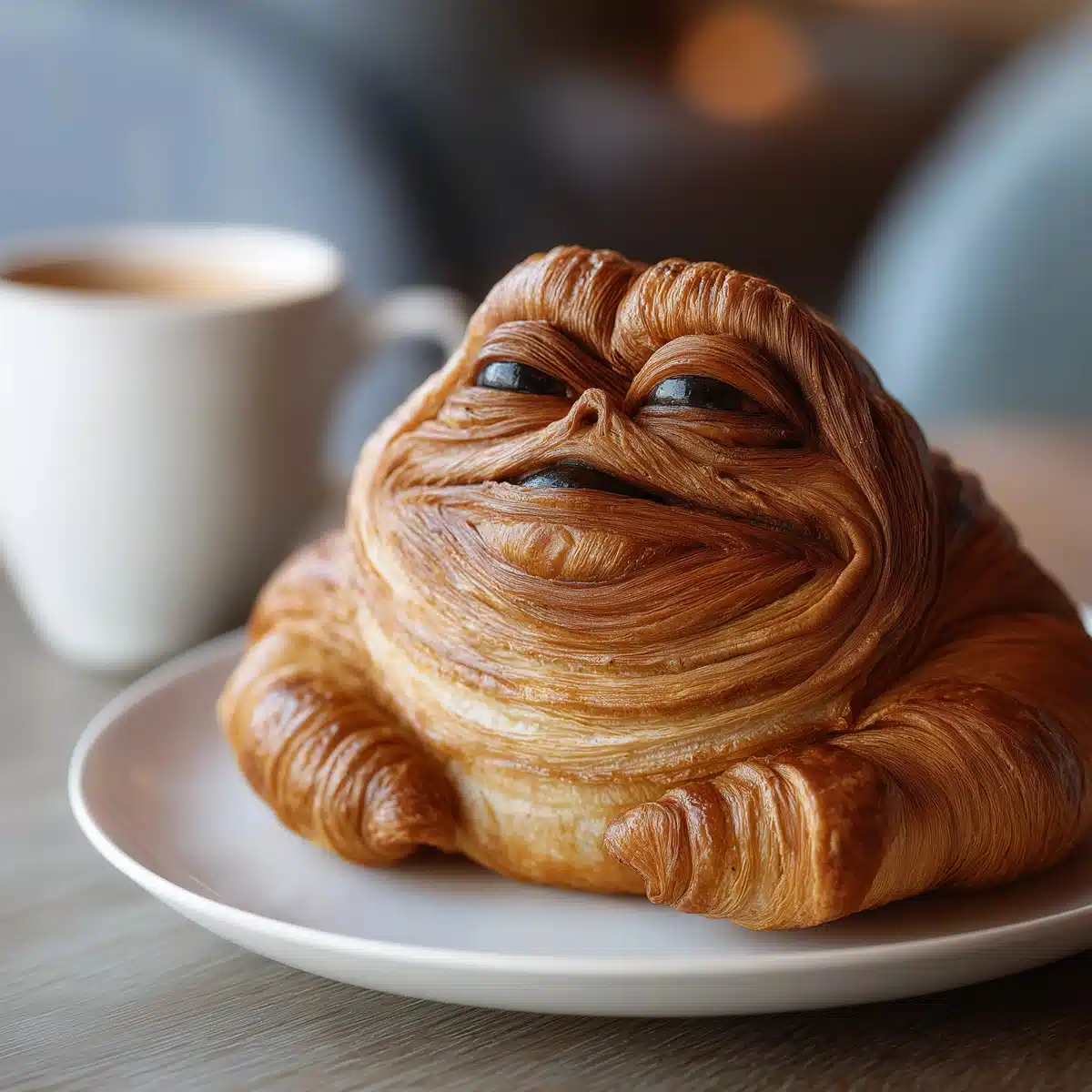 Jabba Croissant on Plate Midjourney提示词