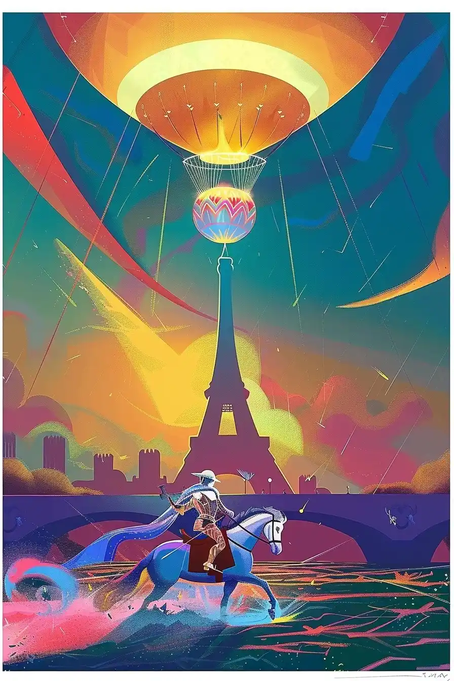 Paris 2024 Knight Spectacle Midjourney提示词