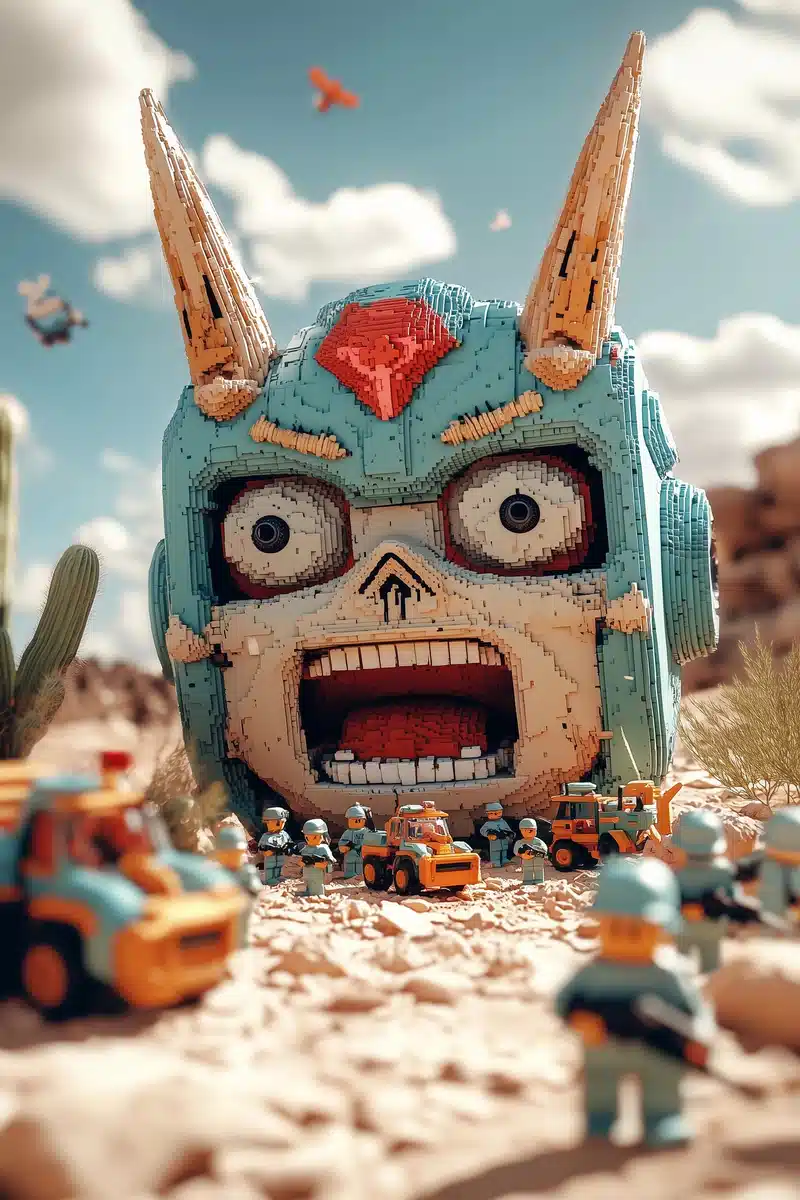 Toy-Style Gundam in Desert Midjourney提示词
