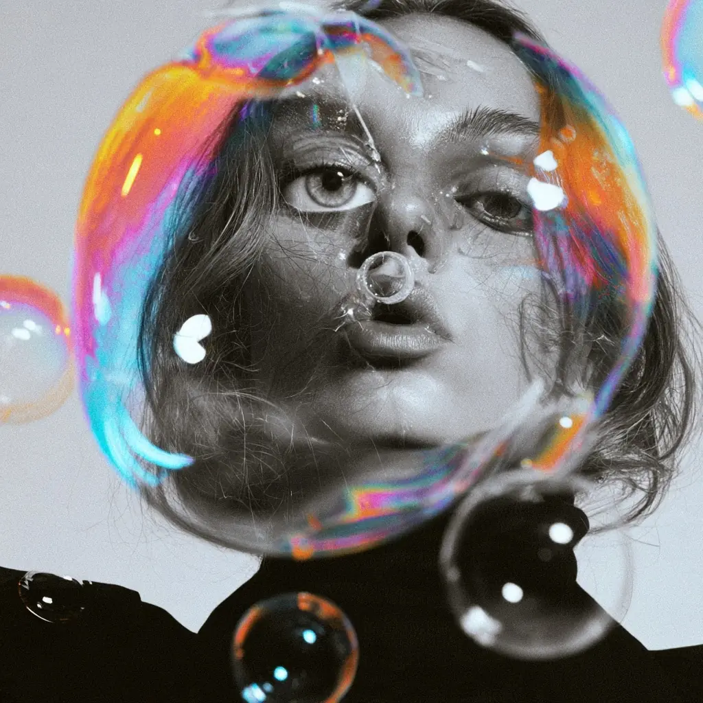 Surreal Bubble Portrait Graphic Midjourney提示词