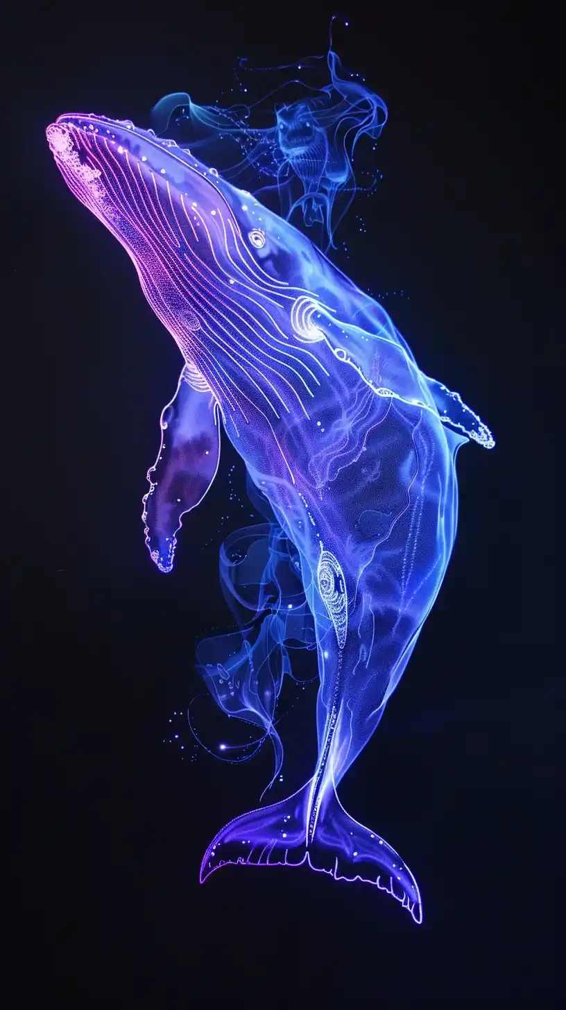 Neon Whale Depths Midjourney提示词