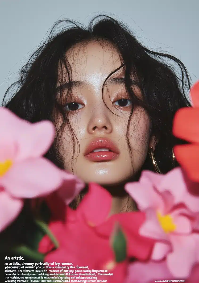 Ethereal Portrait with Flowers Midjourney提示词