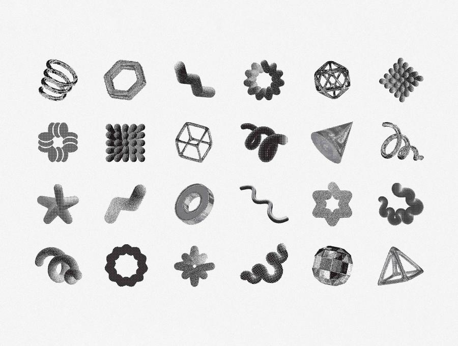 144 Dithering Bitmap Vector Shapes