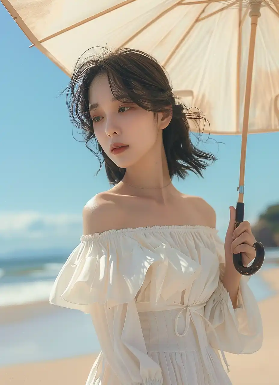 Chinese Style Beach Umbrella Midjourney提示词