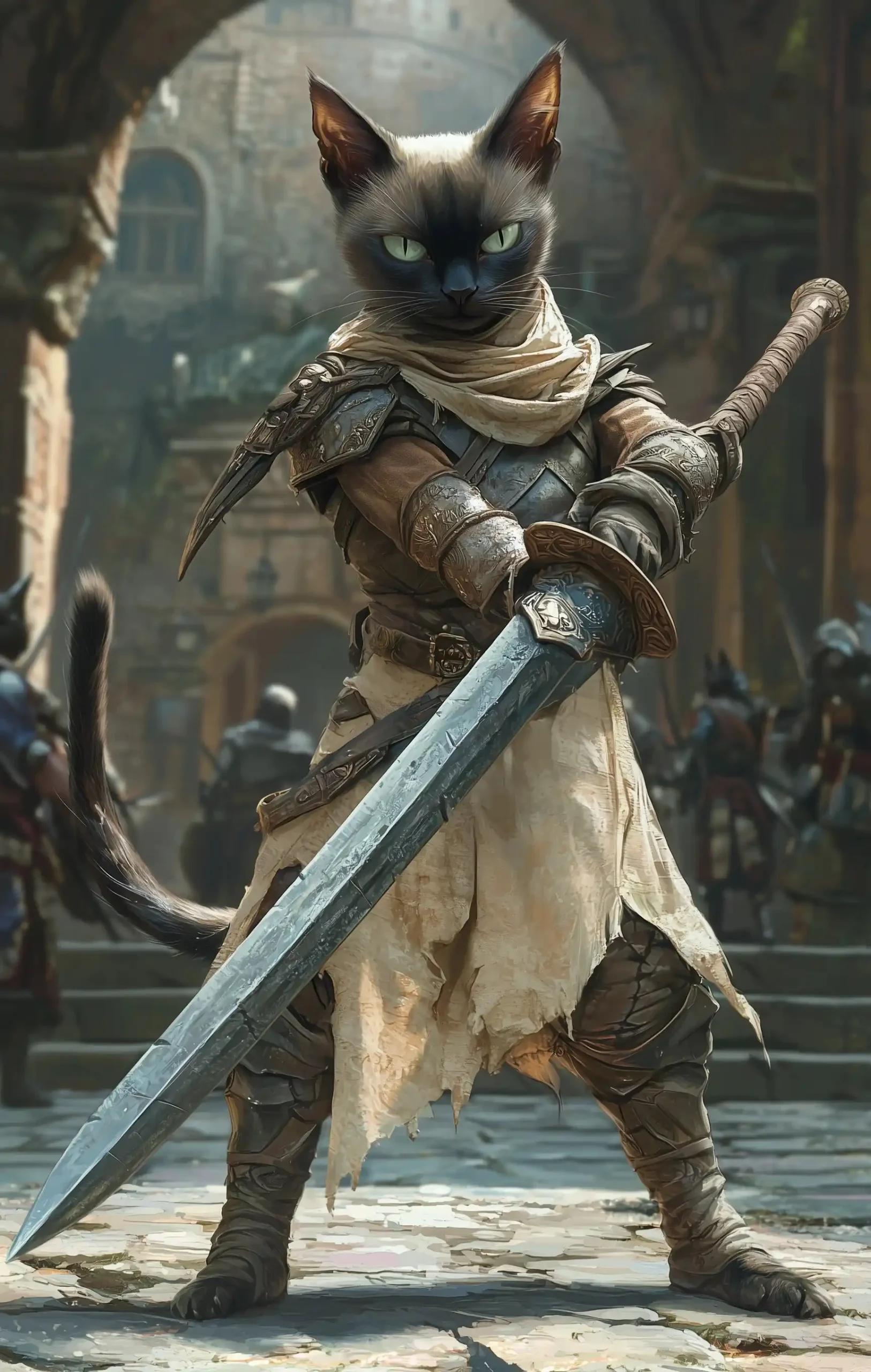 Siamese Cat Warrior Portrait Midjourney提示词
