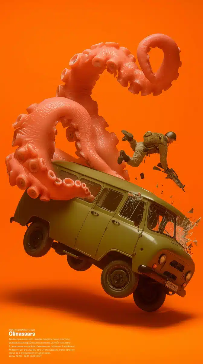Surreal Tentacle Crush Illustration Midjourney提示词