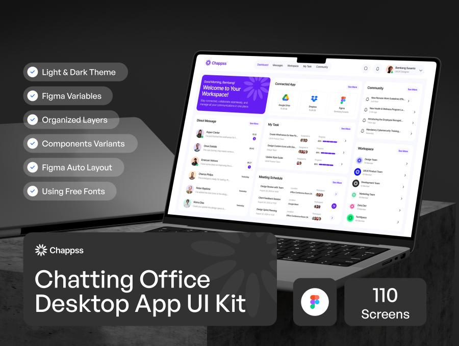 Chapps - Chatting Office Dekstop App UI KIT
