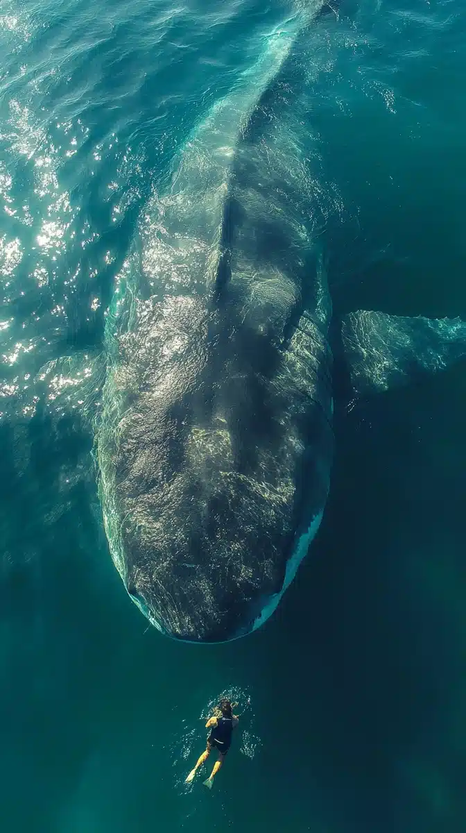 Realistic Shark Stalking Swimmer Midjourney提示词