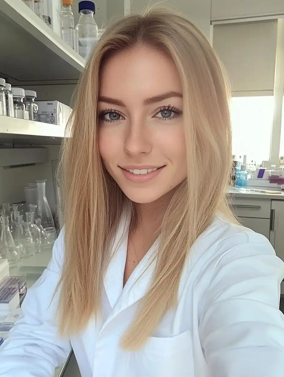 Lab Coat Selfie in Microbiology Midjourney提示词