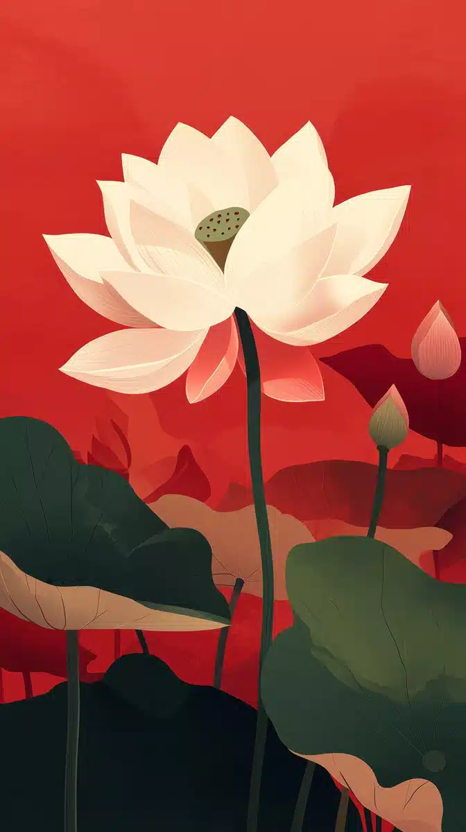 Lotus Flower Chinese Illustration Midjourney提示词