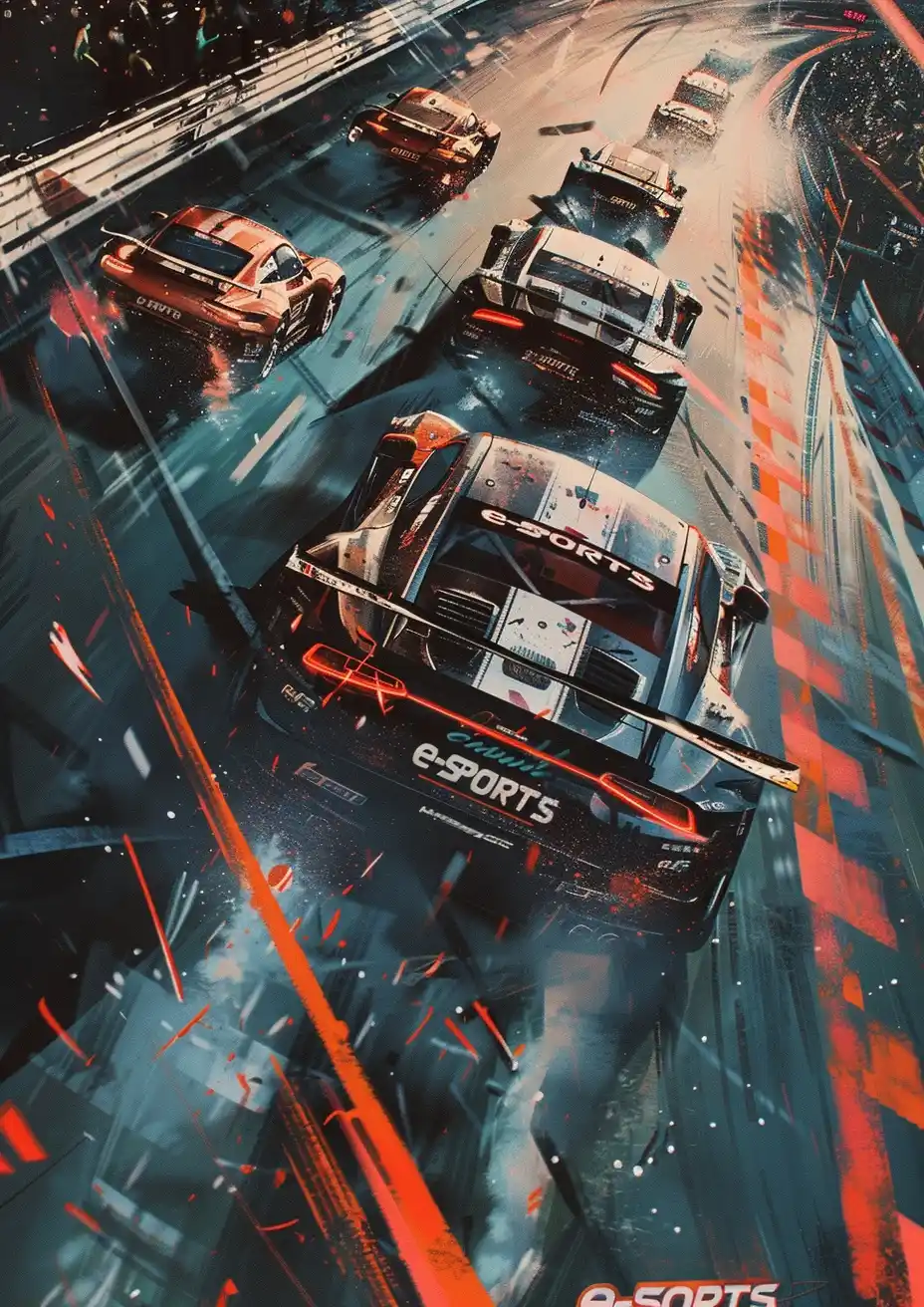 Racing Car e-SPORTS Poster Midjourney提示词