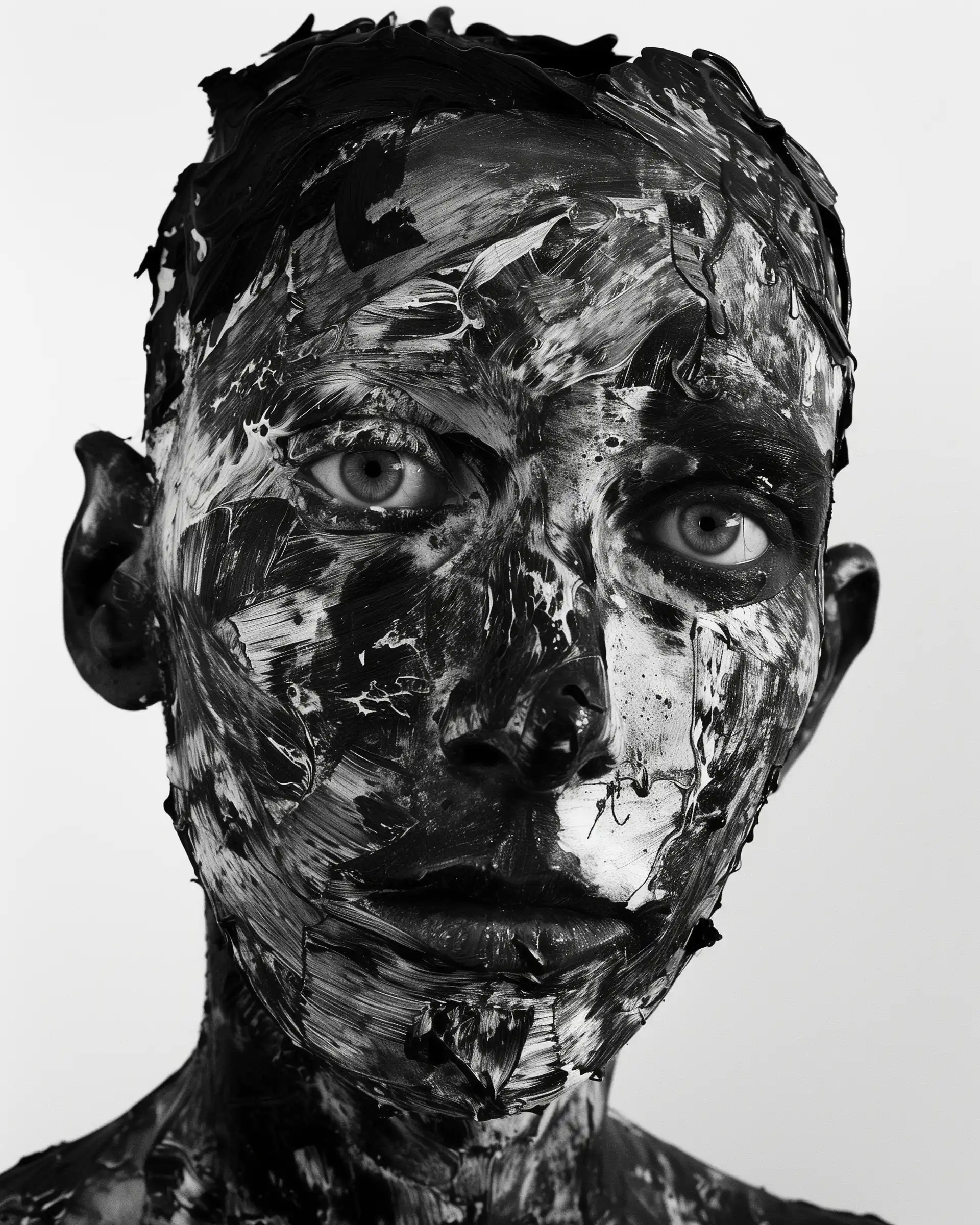 Impasto Portrait in Avedon Style Midjourney提示词