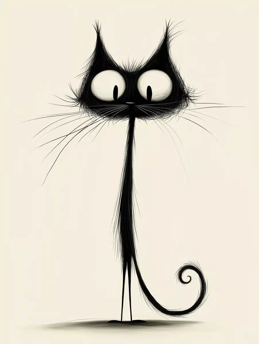 Minimalist Kitten Silhouette Midjourney提示词