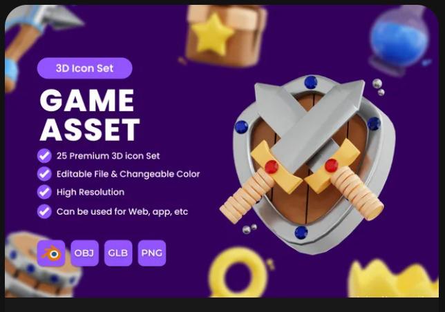 3D Game Asset Icon Set Pack