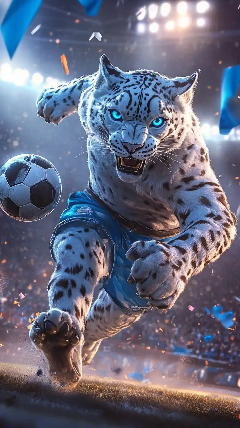 Dynamic Snow Leopard Mascot Midjourney提示词