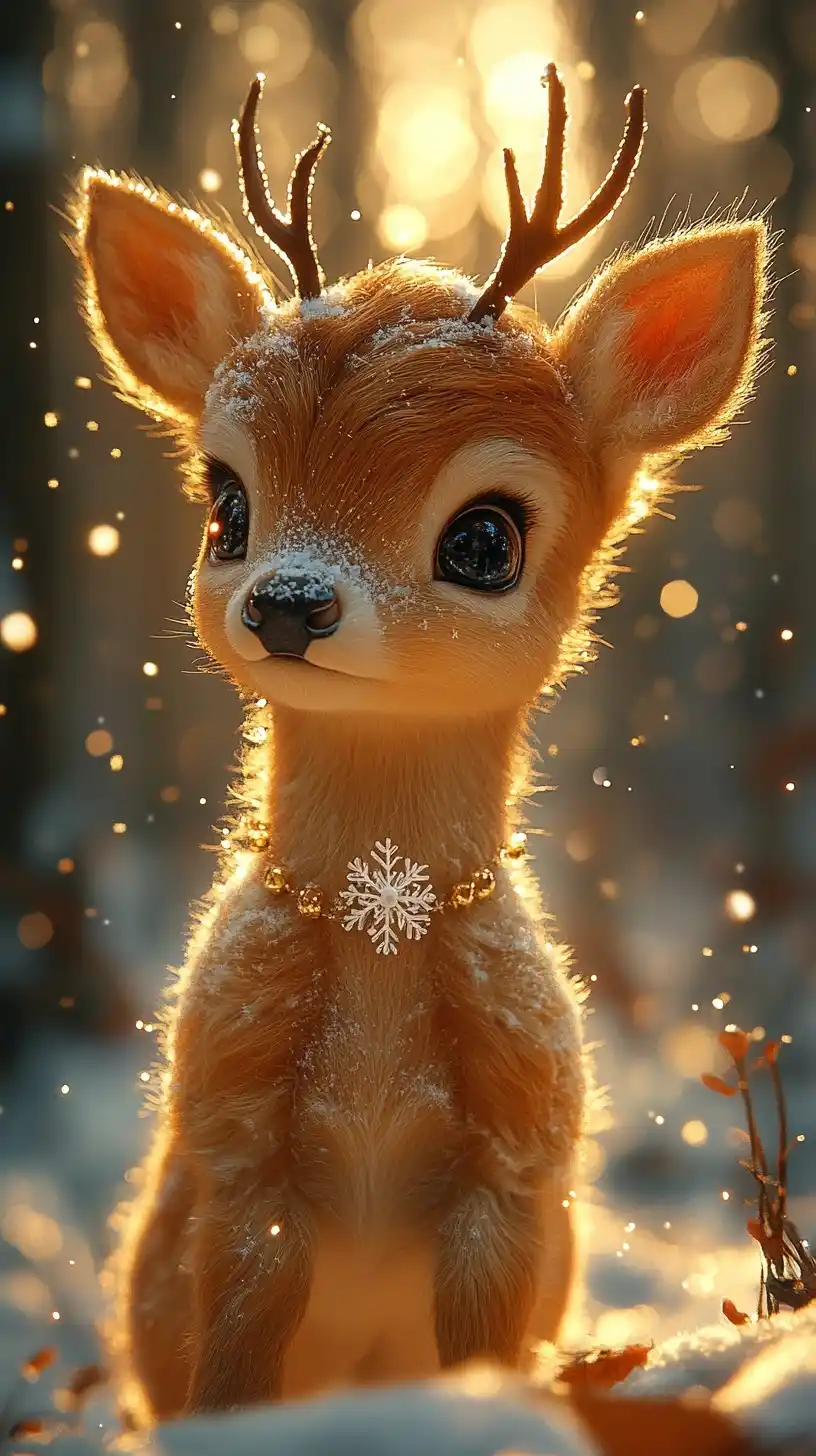 Reindeer Calf in Snowfall Midjourney提示词