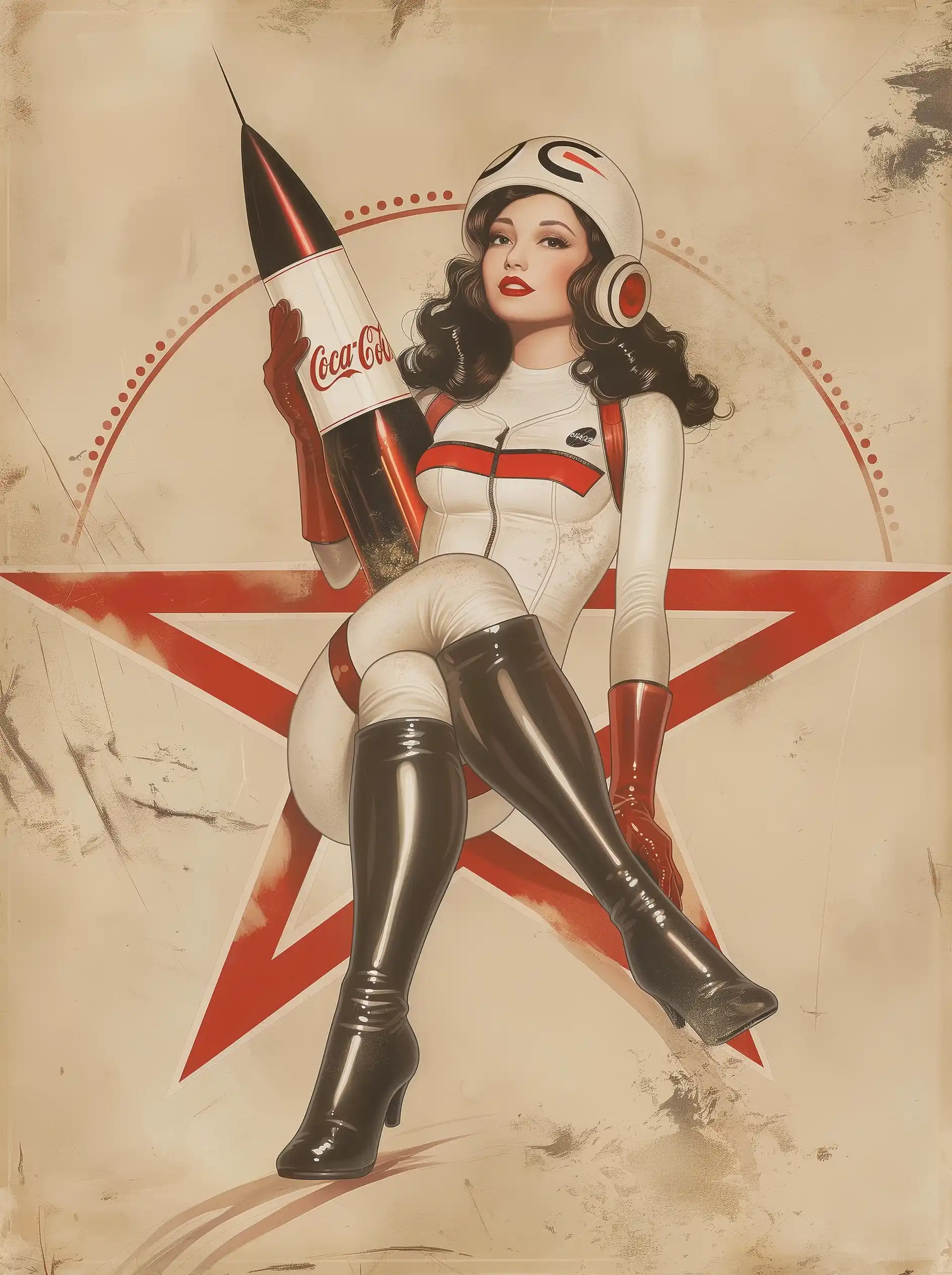 Sticker Space Pin-Up Woman Midjourney提示词