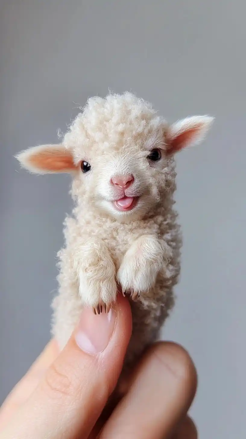 Realistic Miniature Lamb Portrait Midjourney提示词