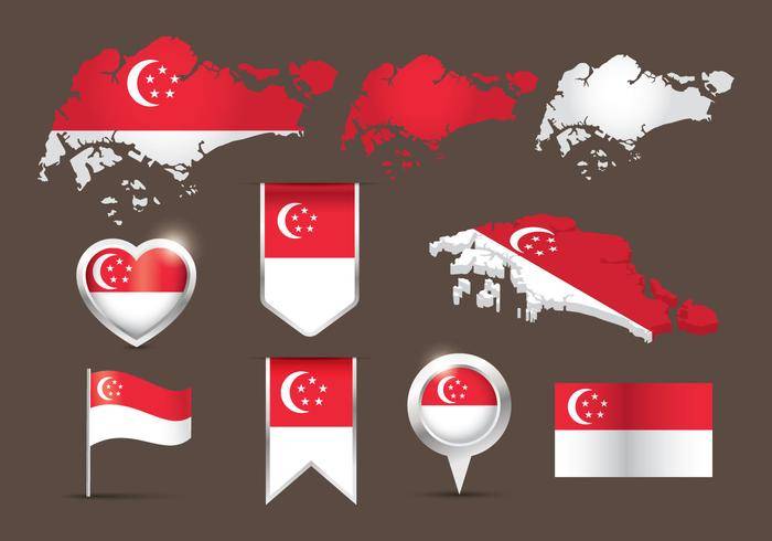 国旗新加坡地图矢量