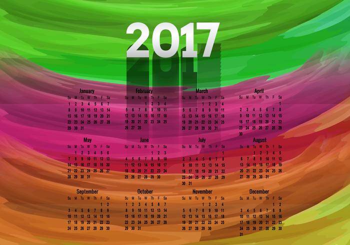 2017年五颜六色的日历