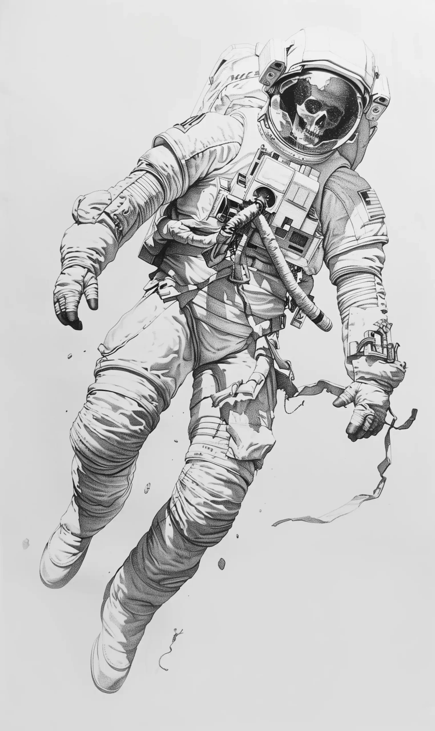 Ink Astronaut Skull Space Midjourney提示词