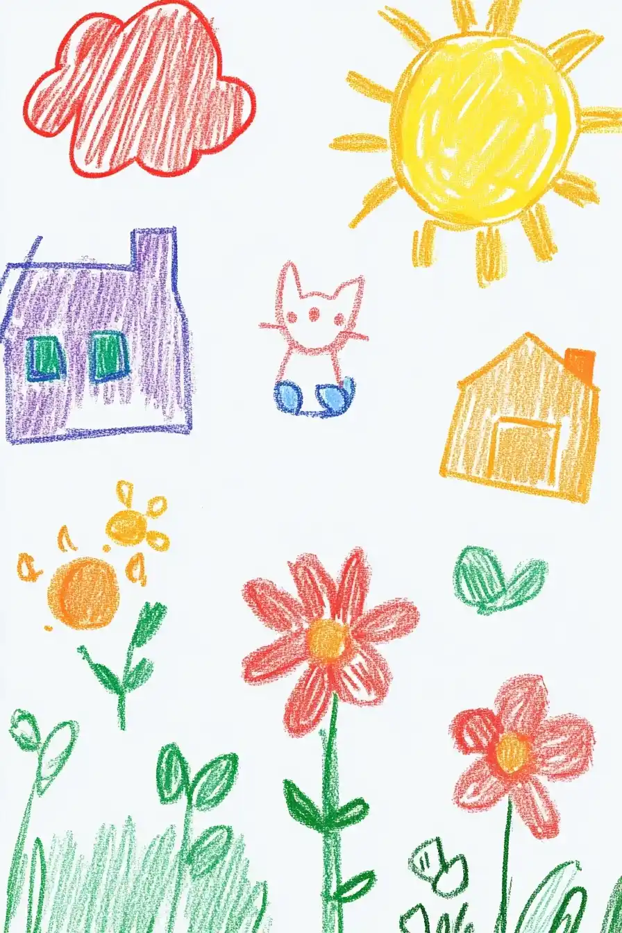 Doodle-Style Childrens Art Midjourney提示词