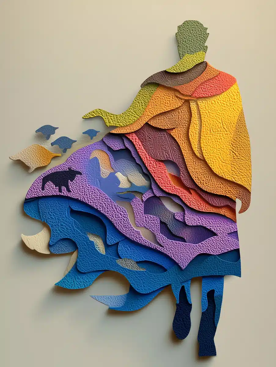 Animal Silhouette Papercut Composition Midjourney提示词