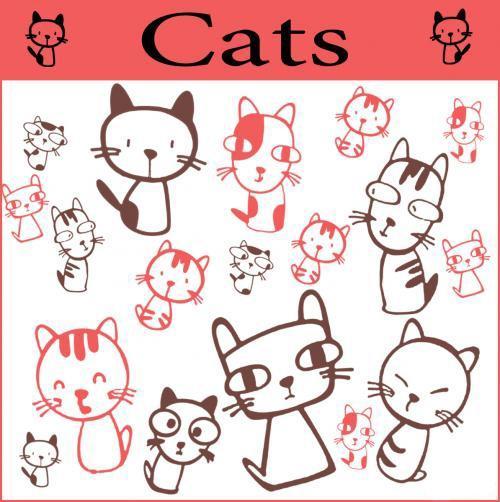 高清晰可爱猫咪PS笔刷