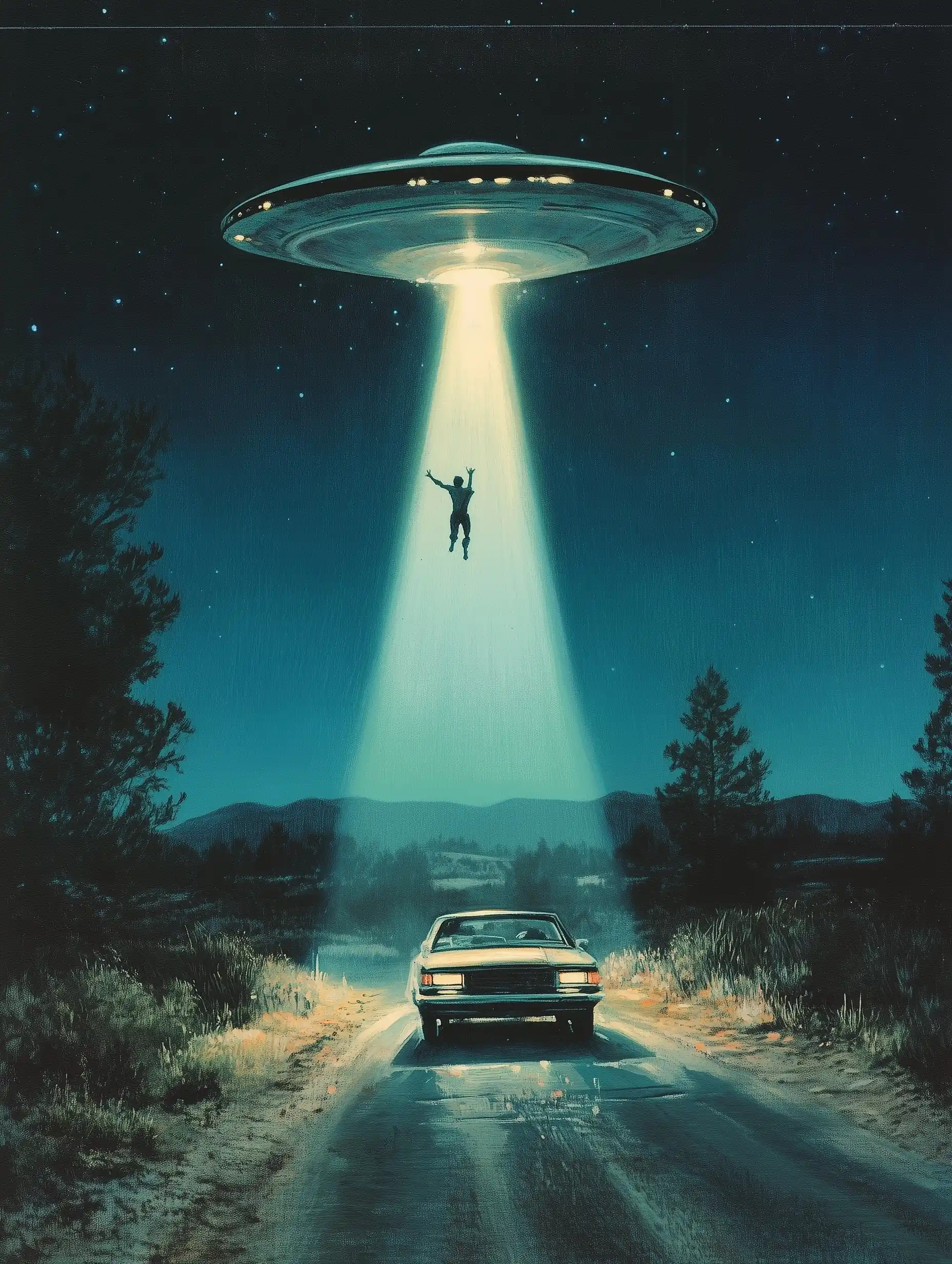 1990s Magic Card Art Limp Man and UFO Midjourney提示词