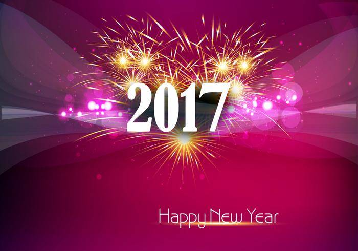 新年快乐2017年横幅与火饼干