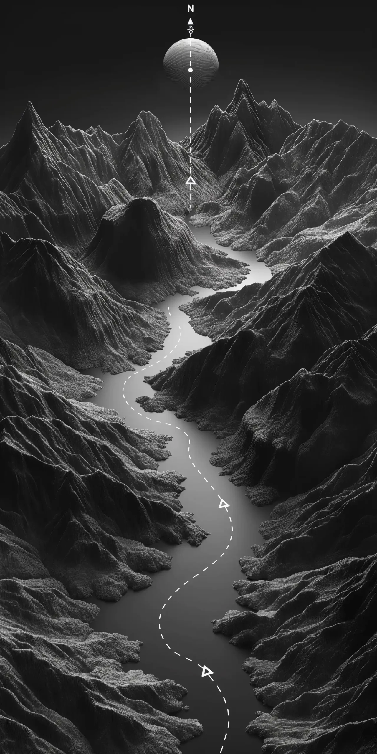 Minimalist Mountain Route Midjourney提示词