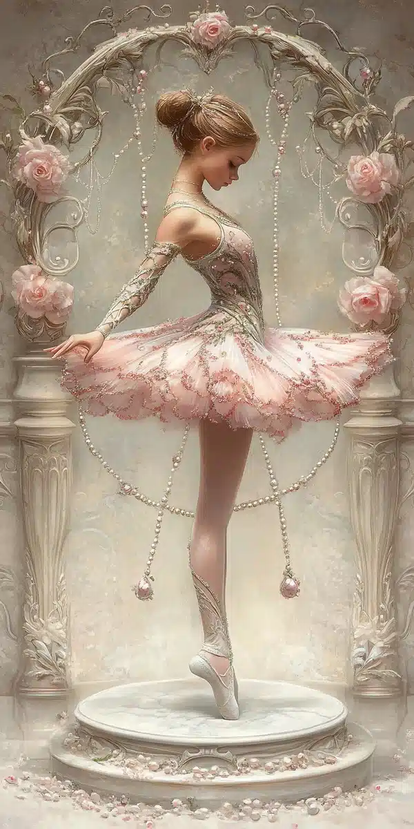 Pearl and Chain Ballerina Midjourney提示词