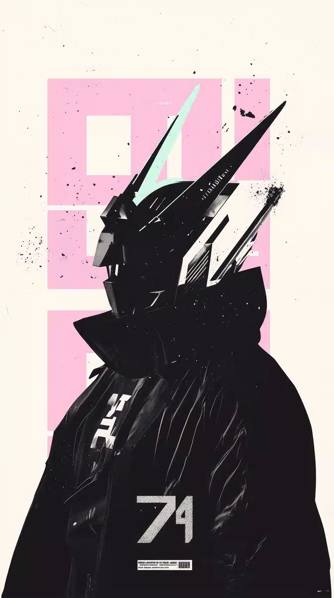 Monochromatic Gundam Collage Midjourney提示词