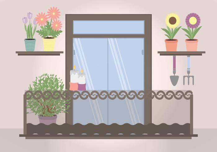 矢量植物填充阳台图