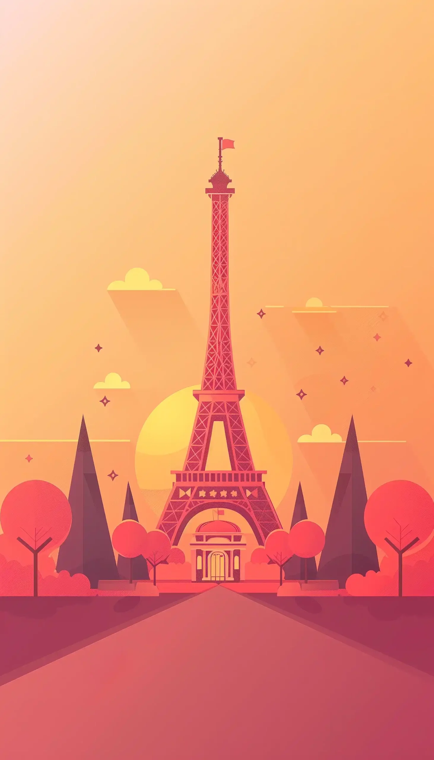Flat Paris Monuments Flyer Midjourney提示词