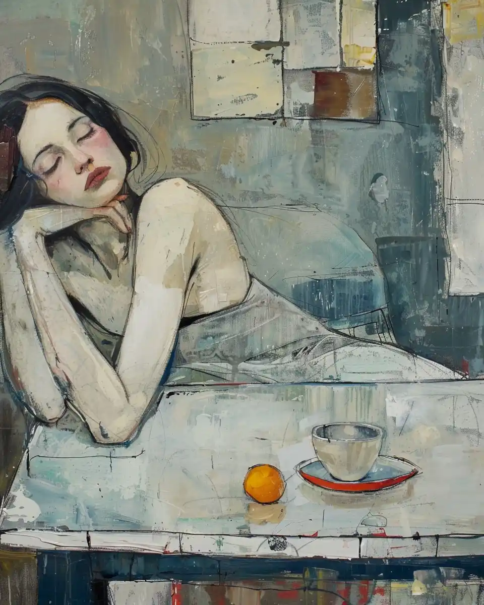Surrealist Woman in Muted Tones Midjourney提示词
