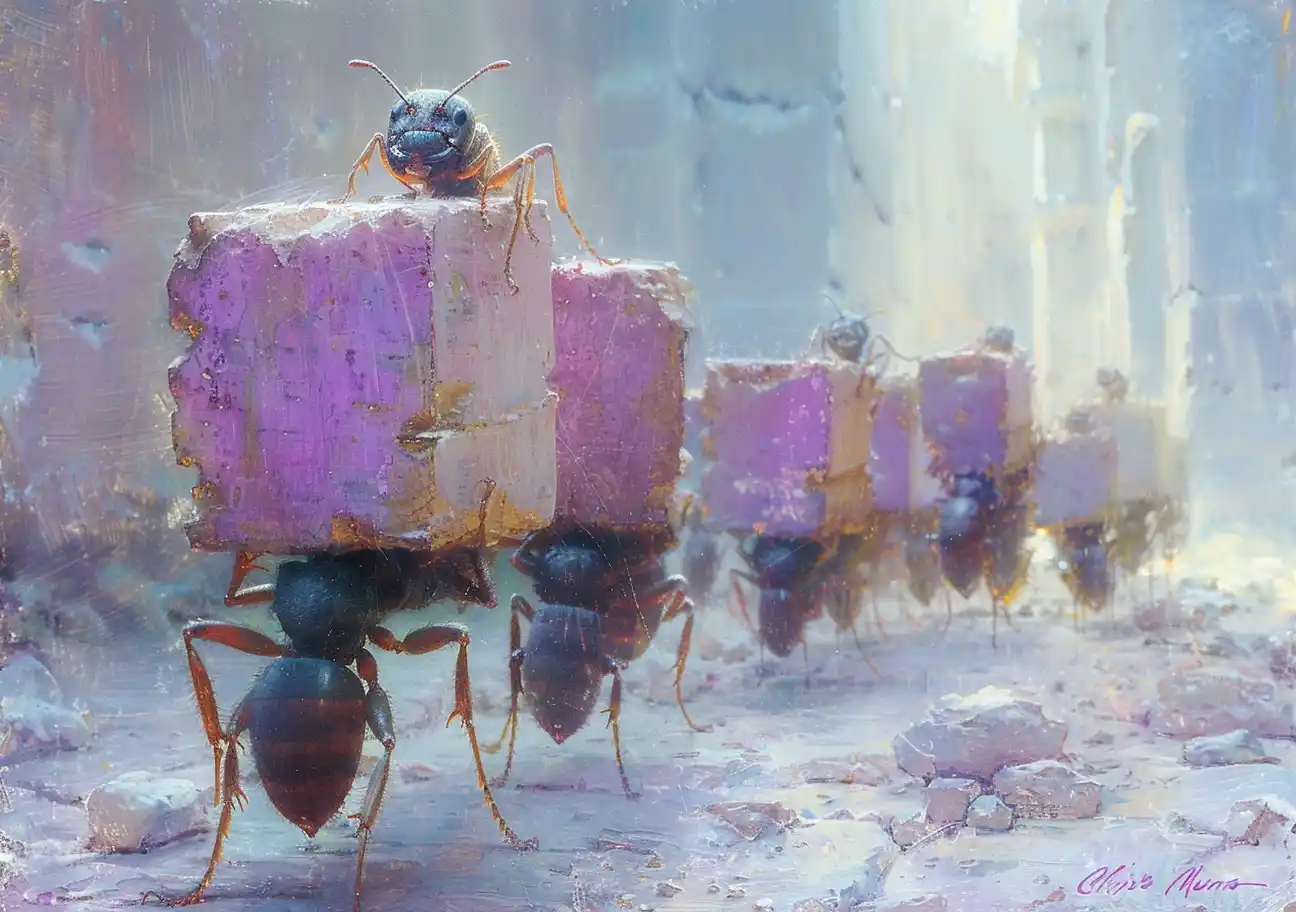 Ants Building Pyramids Midjourney提示词