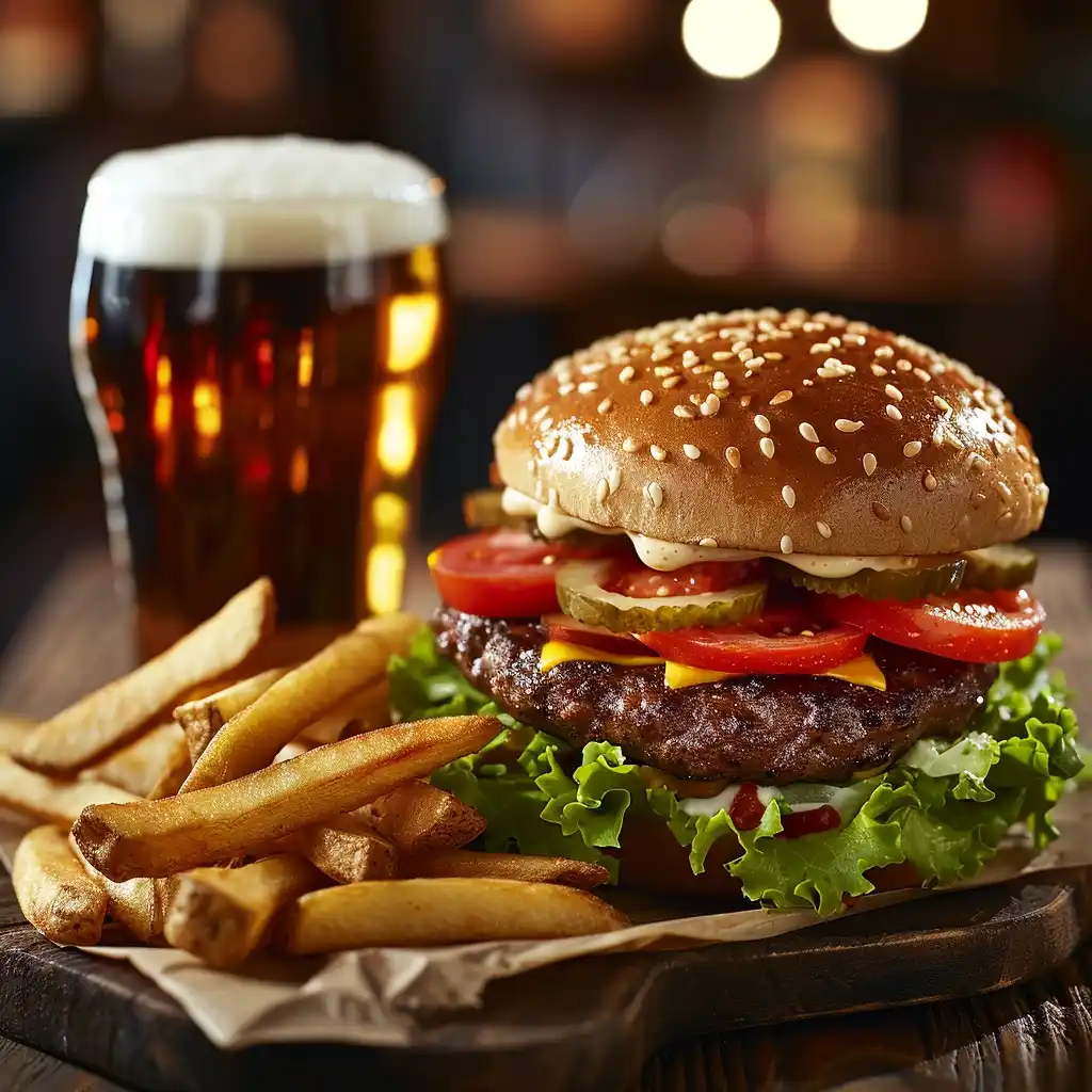 Food Still Life Double Whopper Fries Midjourney提示词