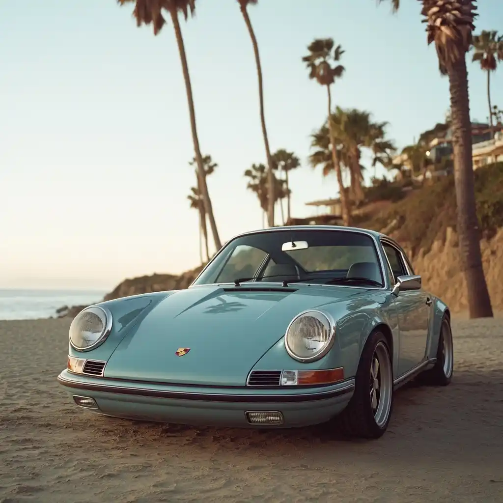 Turquoise Porsche at Malibu Midjourney提示词
