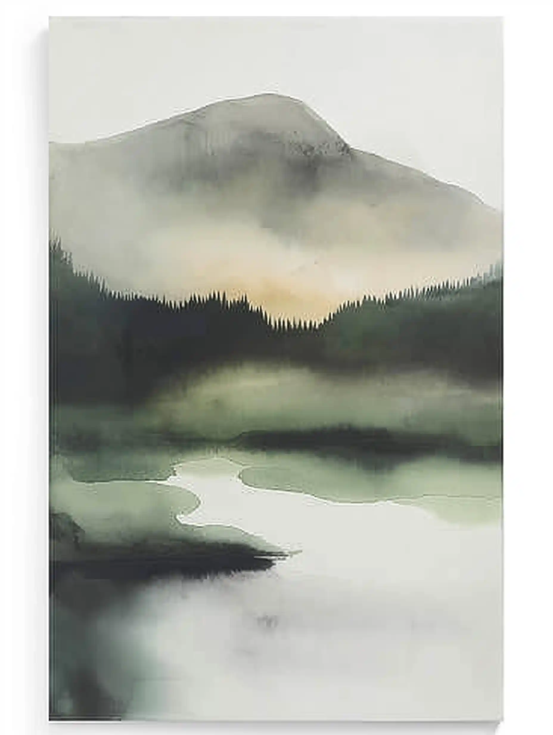 Minimalist Green Landscape Midjourney提示词