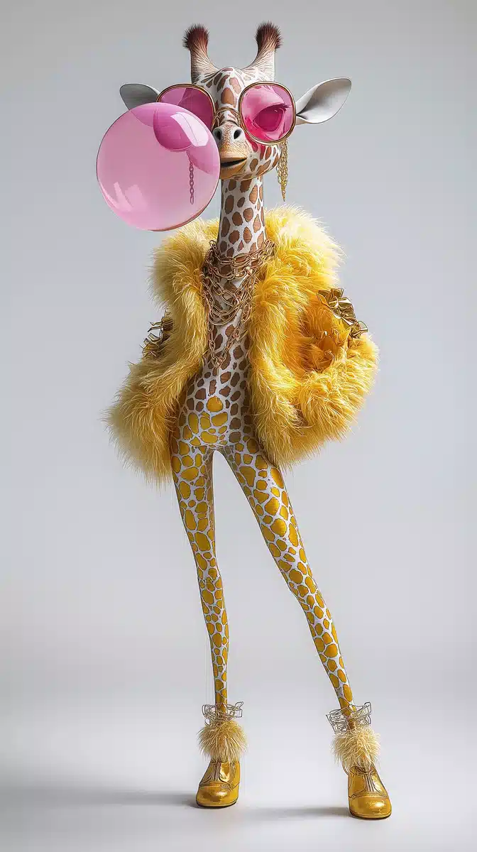 Fashionable Giraffe in 3D Midjourney提示词