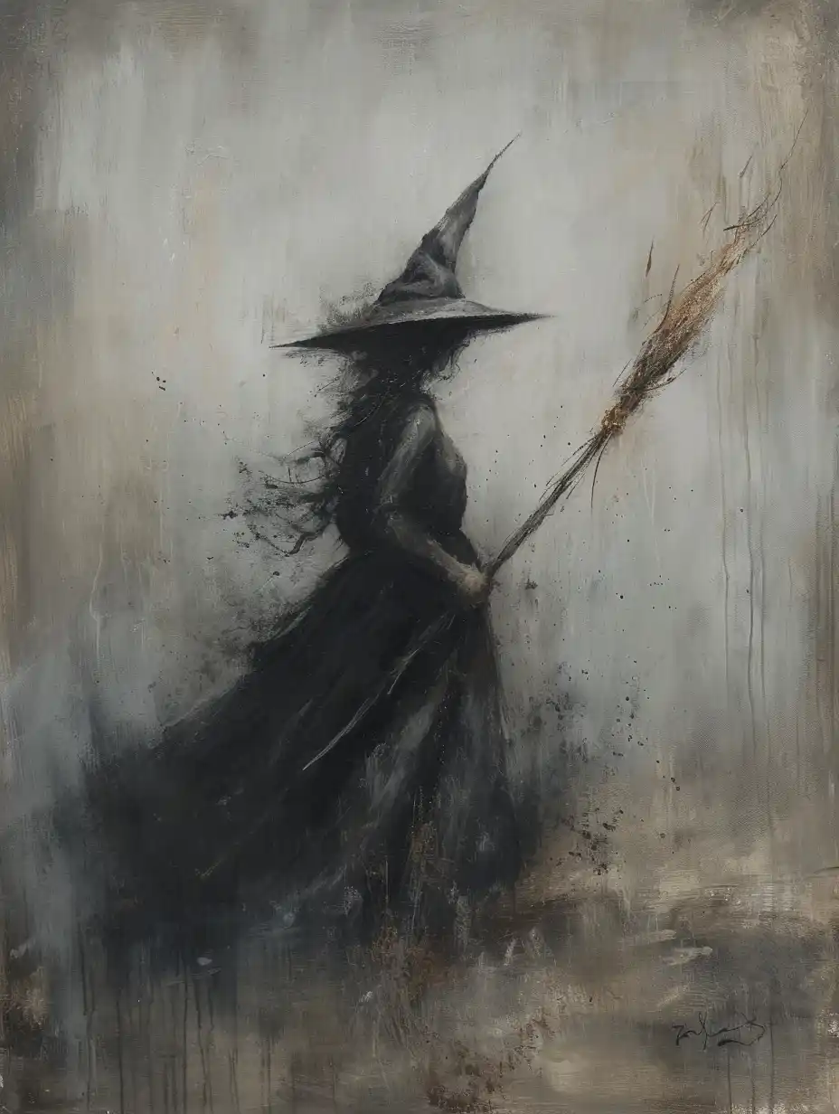Vintage Witch Oil Painting Midjourney提示词