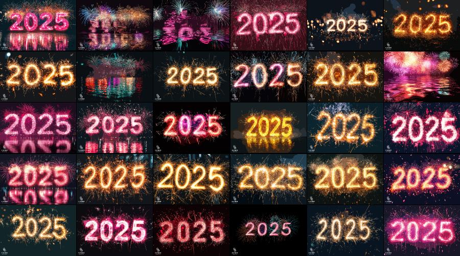 30套 2025年蛇年烟花字体logo标志AI矢量设计素材