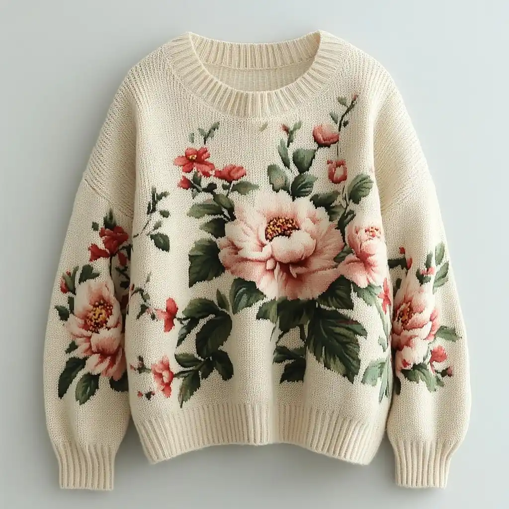 Korean Printed Sweater Design Midjourney提示词