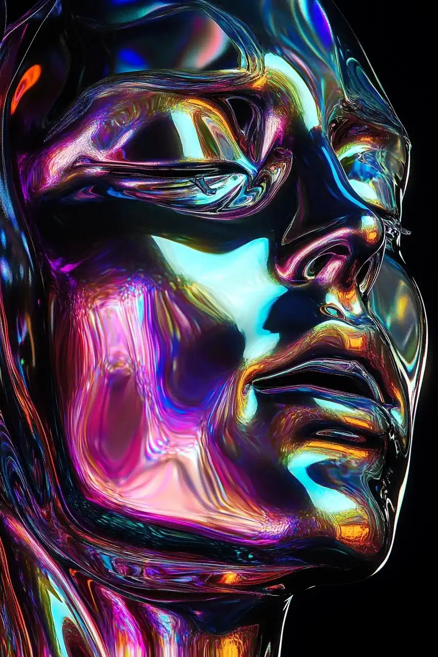 Holographic Prince with Tears Midjourney提示词