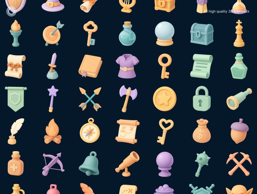 High Quality 3D RPG Game Icon Pack